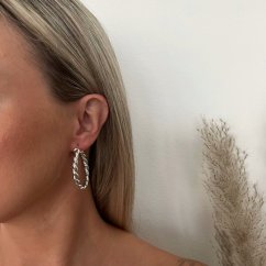 Stříbrné rhodiované náušnice kruhy šířka 5mm průměr 40mm