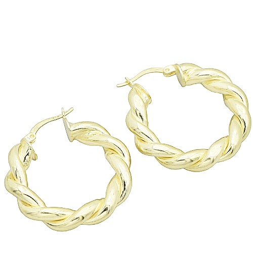 Strieborné náušnice kruhy 30mm pozlátené