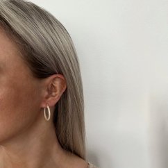 Stříbrné náušnice kruhy se zirkony 24mm pozlacené