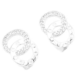 Stříbrné náušnice kulaté luxusní 14mm s kamínky