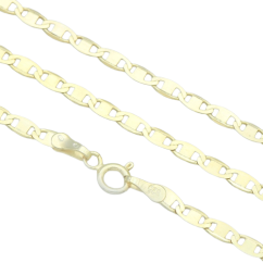 Stříbrný hladký řetízek Valentino 3mm pozlacený 60cm