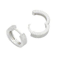 Stříbrné luxusní náušnice kruhy se zirkony 16mm rhodiované