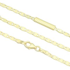 Stříbrný řetízek pozlacený vzor Marine s destičkami 3,5mm délka 60cm
