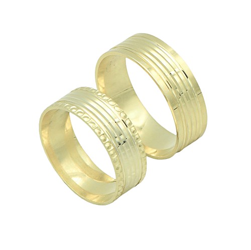 Moderní prstýnky snubní 7mm dámský navíc vzorovaný po okrajích stříbro 925/1000 pozlacené - Velikost prstenu: 52 dámský
