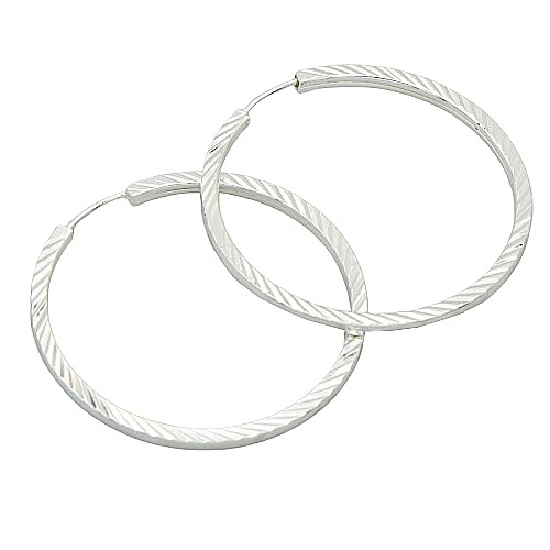 Stříbrné vzorované náušnice kruhy 35mm