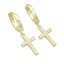 Stříbrné náušnice visací s křížkem pozlacené