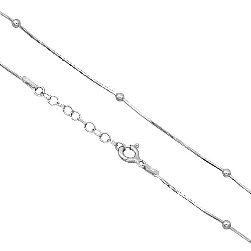 Stříbrný rhodiovaný náramek dámský lanko s kuličkami 2mm