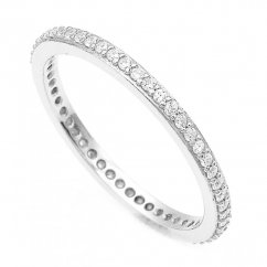 Stříbrný prsten s kamínky rhodiovaný 1,5mm