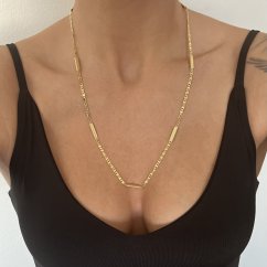 Stříbrný řetízek pozlacený vzor Marine s destičkami 3,5mm délka 60cm