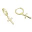 Stříbrné náušnice visací s křížkem pozlacené
