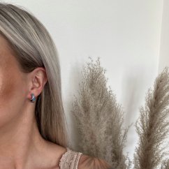 Stříbrné náušnice půlkruhy s opálem rhodiované