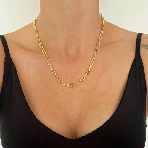 Stříbrný řetízek velké oka 10mm*5mm pozlacený