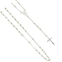 Stříbrný náhrdelník růženec s Pannou Marií a křížkem délka 67cm