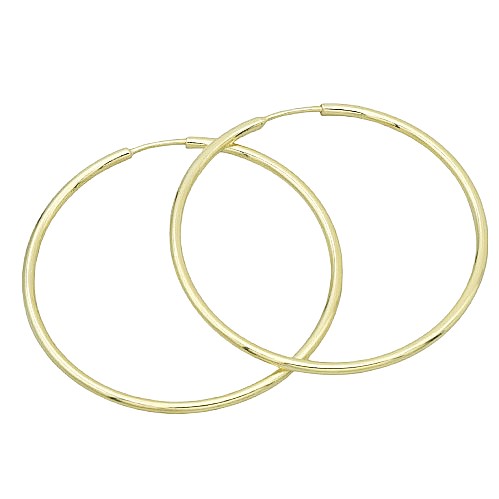 Strieborné náušnice kruhy 45mm pozlátené