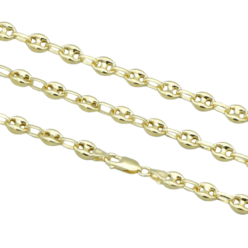 Stříbrný řetízek pozlacený model kávové zrno