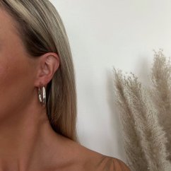 Stříbrné rhodiované náušnice kruhy šířka 5mm průměr 38mm