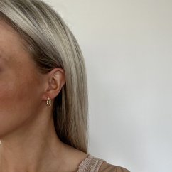 Stříbrné náušnice půlkruhy pozlacené se zirkony