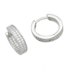 Stříbrné náušnice kruhy 15mm s bílými zirkony stříbro 925/1000 rhodiované