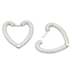 Náušnice stříbrné luxusní srdce 23mm rhodiované