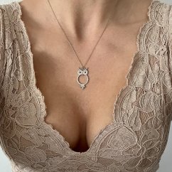 Stříbrný přívěšek sova 31mm včetně řetízku