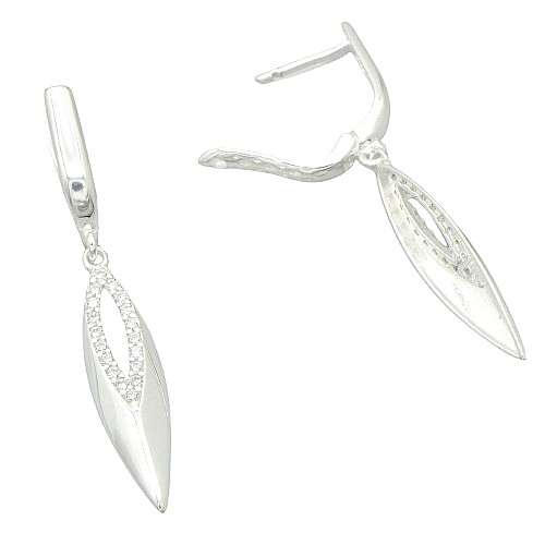 Visací stříbrné náušnice se zirkony